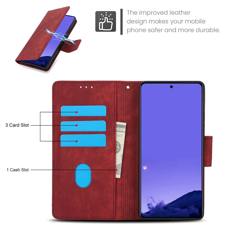 SY-001 For Xiaomi Redmi Note 13 4G Case with Card Holders Flower Butterfly Leather Phone Cover - Red