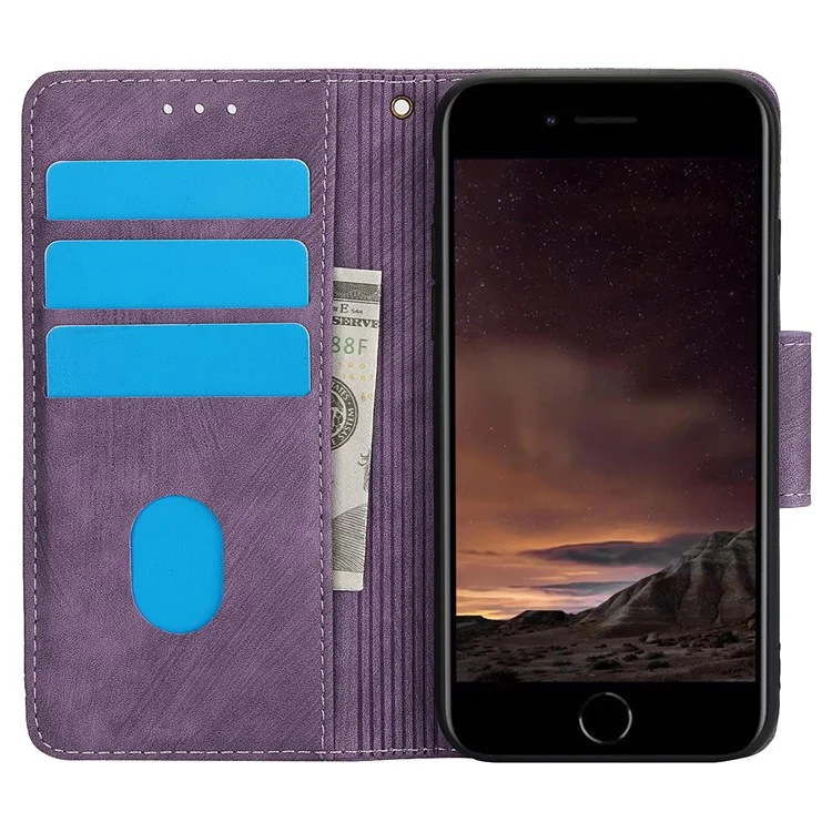 SY-001 For iPhone 16e Case Butterfly Flower Anti-Scratch Leather Phone Cover - Purple