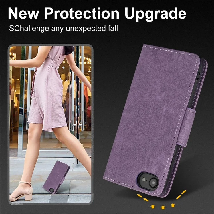 SY-001 For iPhone 16e Case Butterfly Flower Anti-Scratch Leather Phone Cover - Purple
