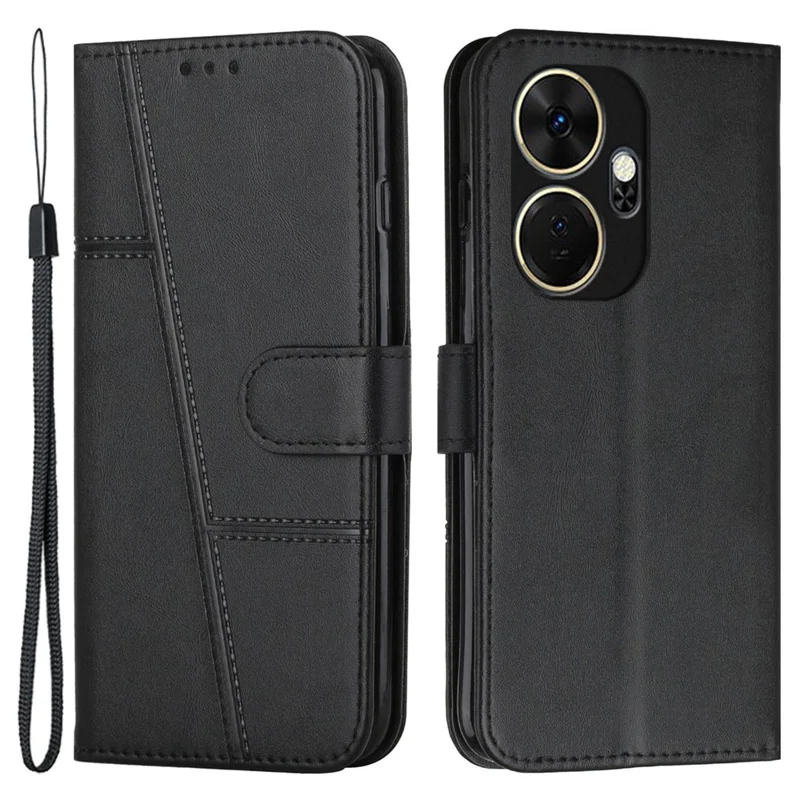For itel P55+ Telefoonhoesje Anti-Kras PU Leren Stand Wallet Cover - Zwart