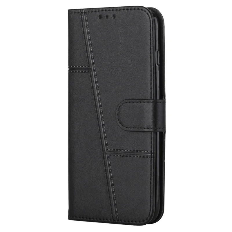 For itel P55+ Telefoonhoesje Anti-Kras PU Leren Stand Wallet Cover - Zwart