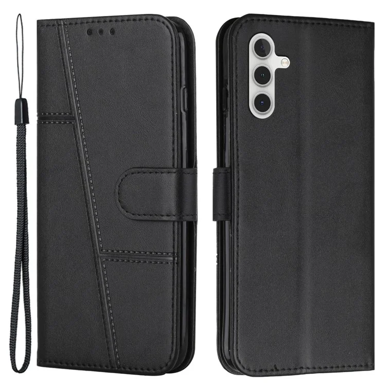 Para Samsung Galaxy M55 5G / C55 5G Funda de teléfono Antiarañazos Cuero PU Soporte Cartera Cubierta - Negro