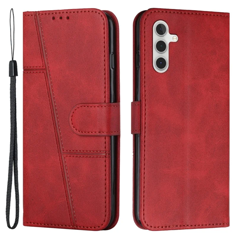For Samsung Galaxy M55 5G / C55 5G Phone Case Anti-scratch PU Leather Stand Wallet Cover - Red