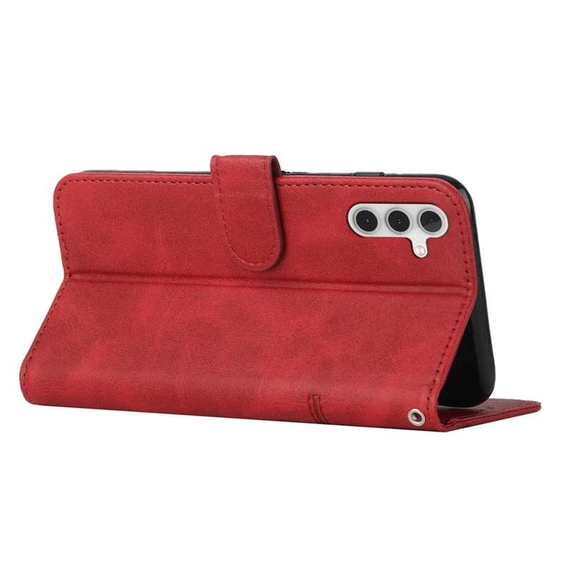For Samsung Galaxy M55 5G / C55 5G Phone Case Anti-scratch PU Leather Stand Wallet Cover - Red