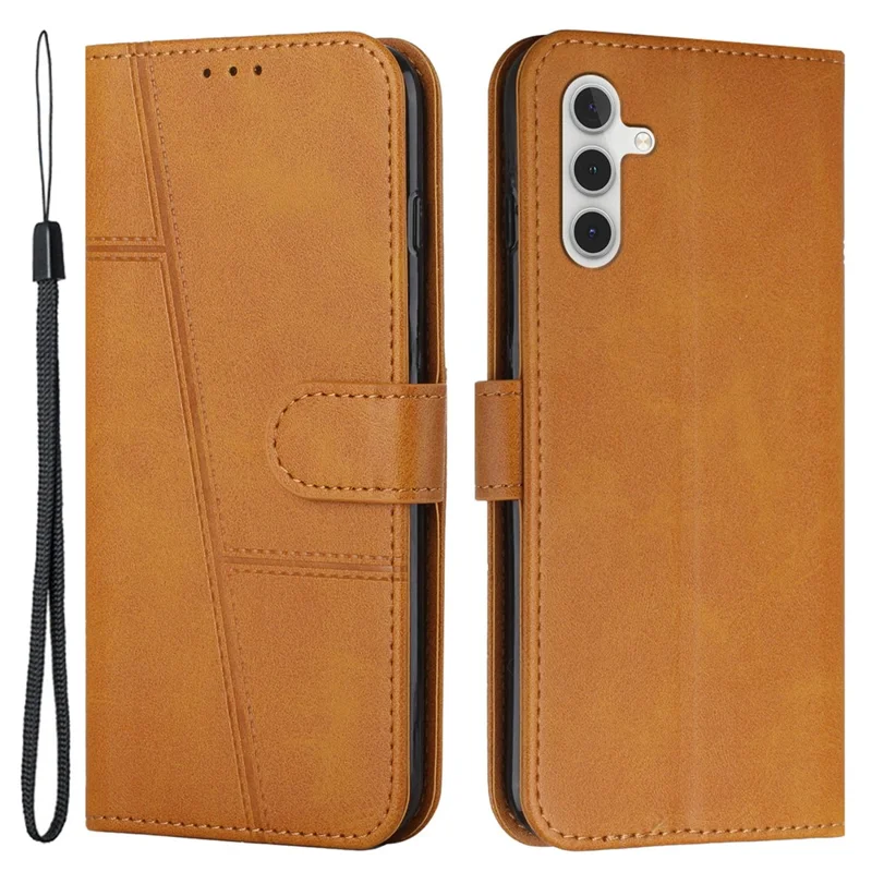 For Samsung Galaxy M55 5G / C55 5G Phone Case Anti-scratch PU Leather Stand Wallet Cover - Yellow