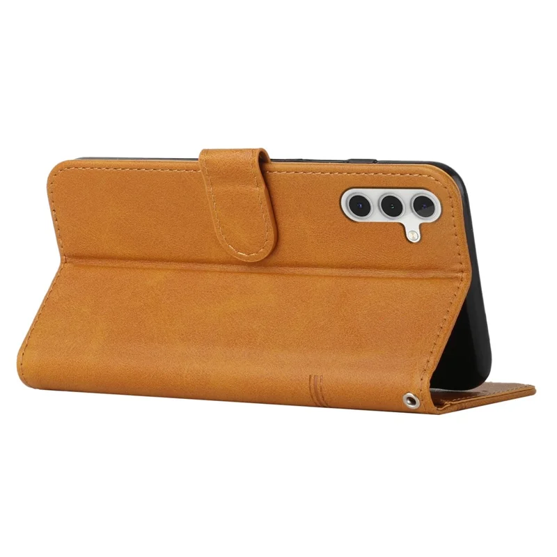 For Samsung Galaxy M55 5G / C55 5G Phone Case Anti-scratch PU Leather Stand Wallet Cover - Yellow