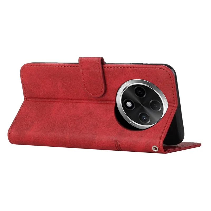 For Oppo A2 Pro 5G / A3 Pro (China) 5G Phone Case Anti-Scratch PU Leather Stand Wallet Cover - Red