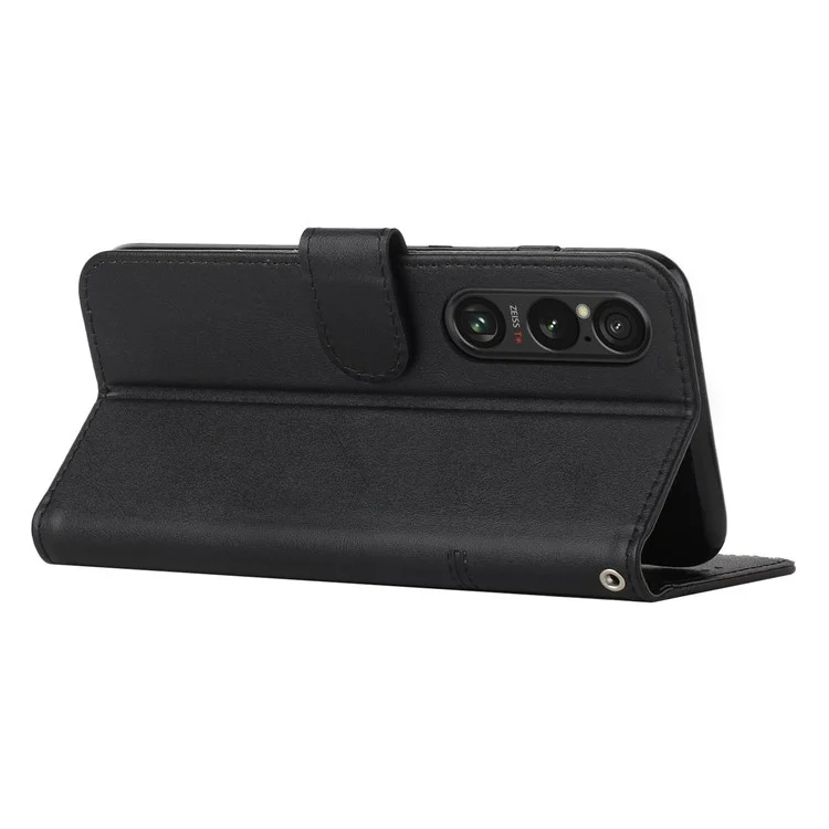For Sony Xperia 1 VI Phone Case Anti-Scratch PU Leather Stand Wallet Cover - Black