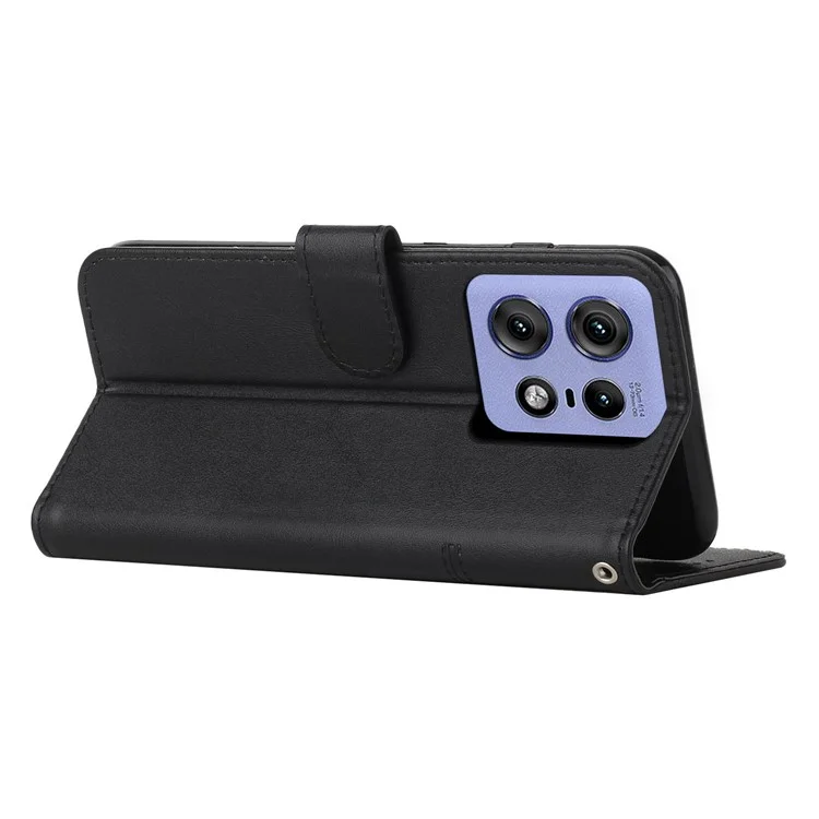 Para Motorola Edge 50 Pro 5G Case Leather Wallet Shockproof Phone Cover - Preto