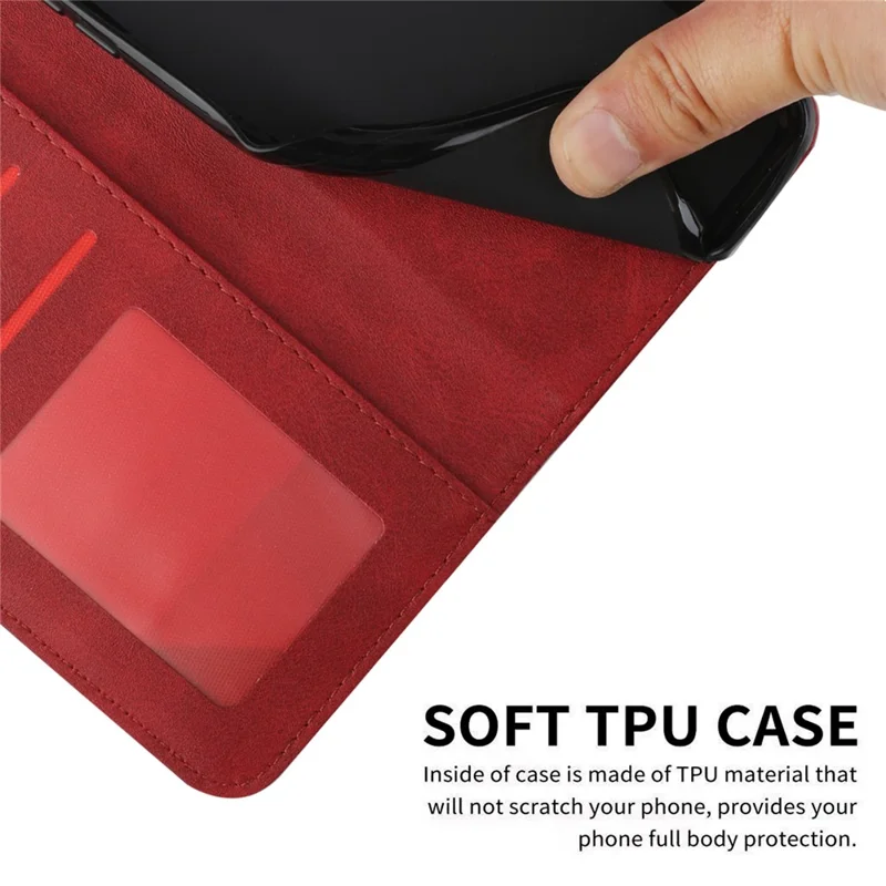 For Motorola Edge 50 Pro 5G Case Leather Wallet Shockproof Phone Cover - Red