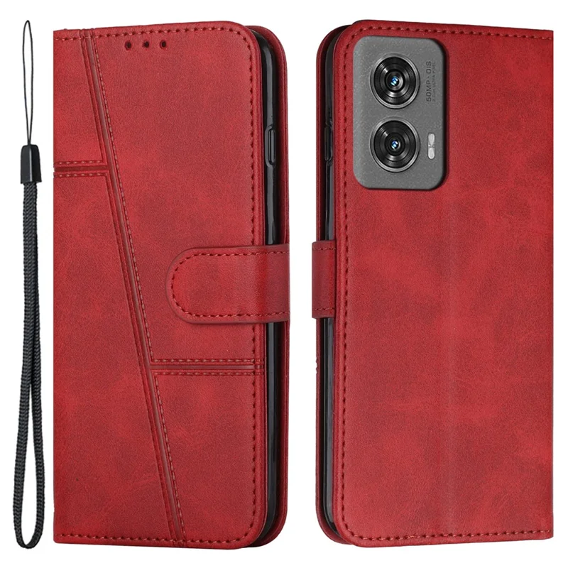 For Motorola Edge 50 Fusion 5G Case PU Leather Wallet Magnetic Clasp Phone Cover - Red