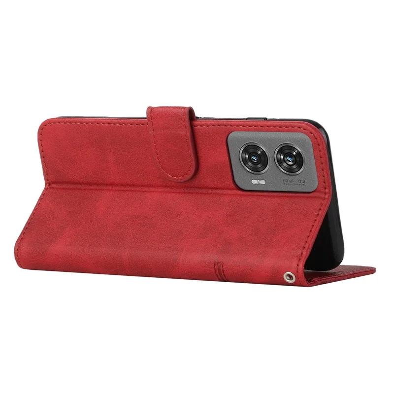 For Motorola Edge 50 Fusion 5G Case PU Leather Wallet Magnetic Clasp Phone Cover - Red