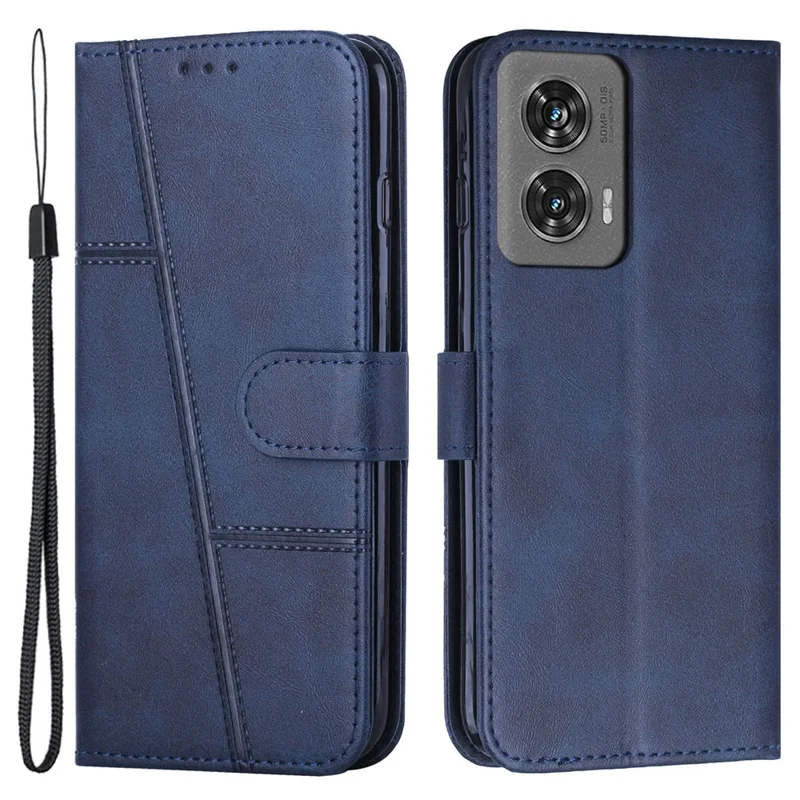 For Motorola Edge 50 Fusion 5G Case PU Leather Wallet Magnetic Clasp Phone Cover - Sapphire