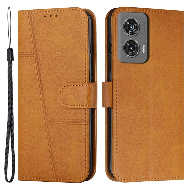 For Motorola Edge 50 Fusion 5G Case PU Leather Wallet Magnetic Clasp Phone Cover - Yellow