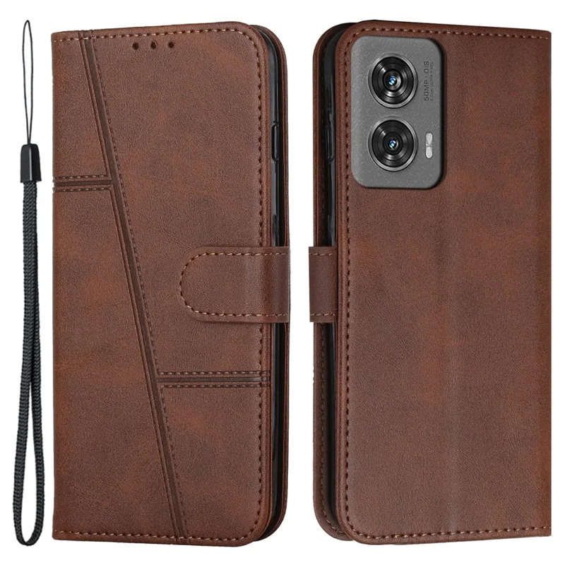 For Motorola Edge 50 Fusion 5G Case PU Leather Wallet Magnetic Clasp Phone Cover - Brown