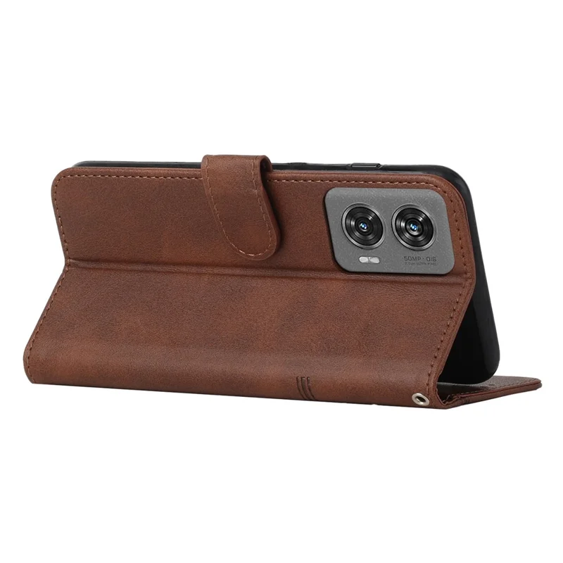 For Motorola Edge 50 Fusion 5G Case PU Leather Wallet Magnetic Clasp Phone Cover - Brown