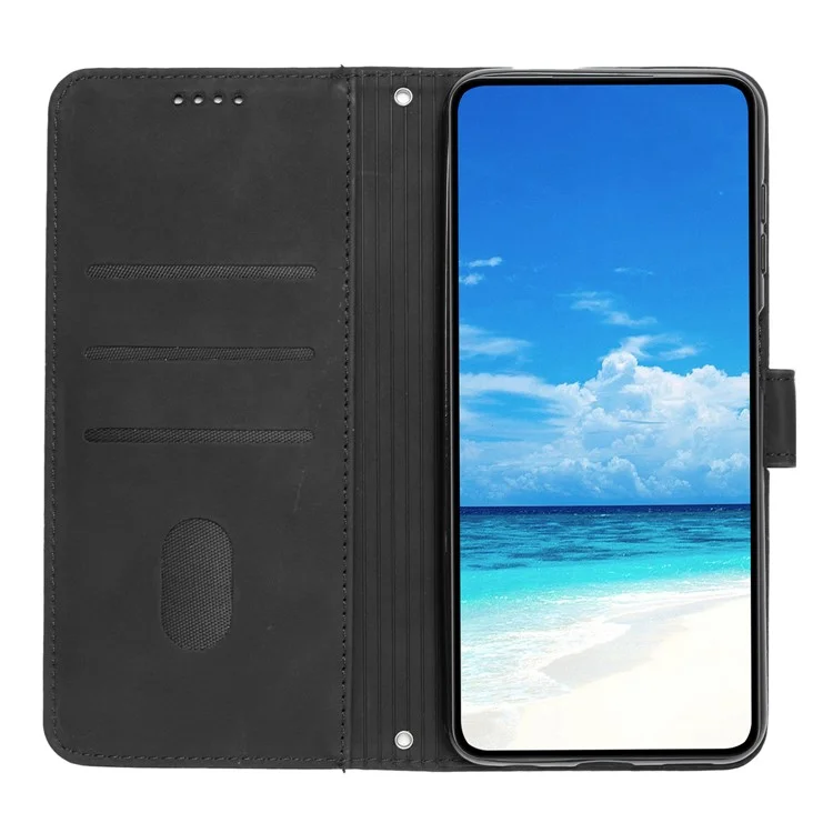 Für TECNO Camon 30 4G / 5G Wallet Case Love Heart Imprinted Skin-Touch Feeling Leather Cover - Schwarz