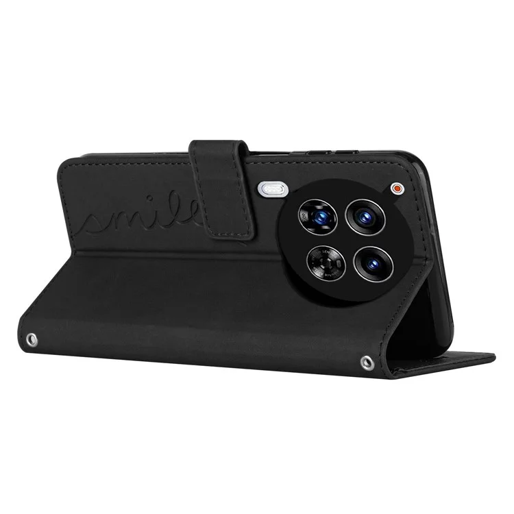 Für TECNO Camon 30 4G / 5G Wallet Case Love Heart Imprinted Skin-Touch Feeling Leather Cover - Schwarz