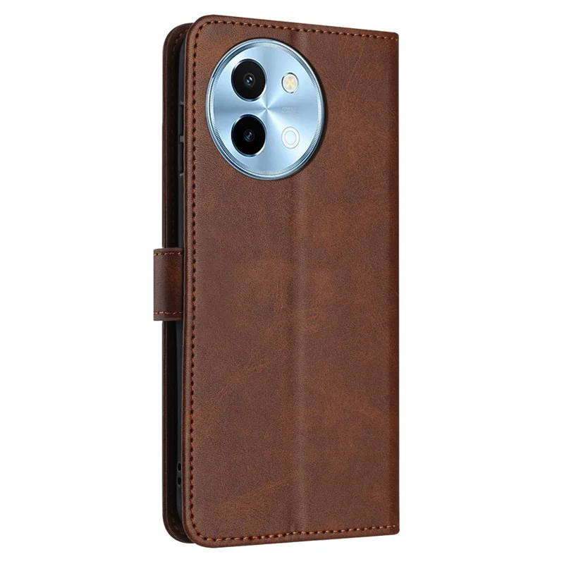Per vivo Y38 5G / Y200i 5G / T3x Custodia Pelle Texture Vitello Antiurto Custodia Portafoglio - Marrone