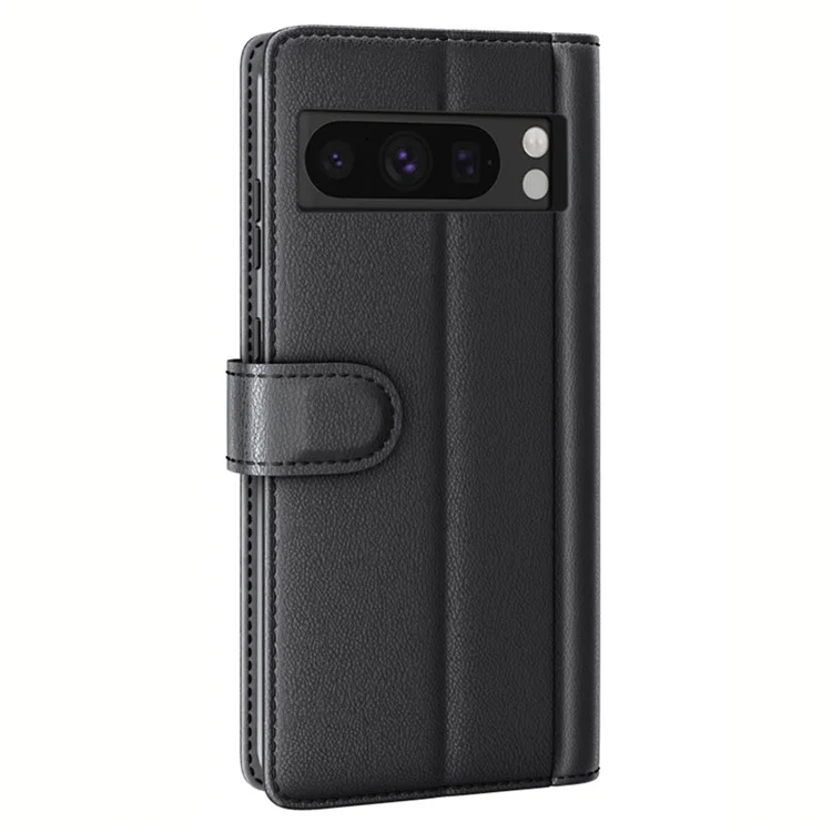 For Google Pixel 8 Pro Poco X2 Phone Cases Genuine Split Leather Wallet Mobile Cover Stand - Black
