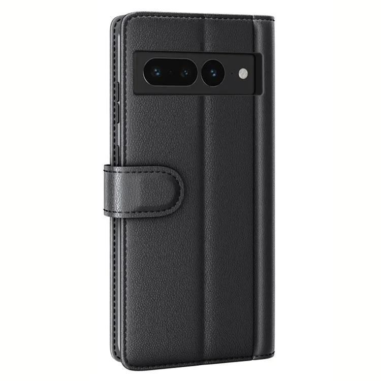 Funda para Google Pixel 7 Pro 5G de piel dividida genuina, tapa magnética de teléfono - Negro