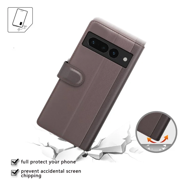 Funda para Google Pixel 7 Pro 5G de piel dividida genuina, tapa magnética de teléfono - Negro