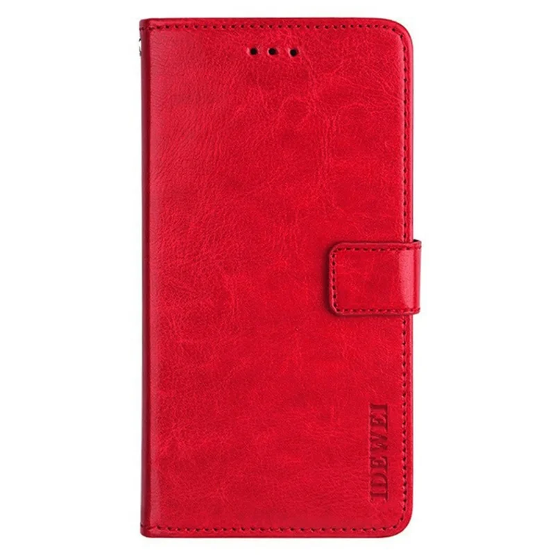 IDEWEI Für Xiaomi Poco F6 Pro 5G / Redmi K70 5G / K70 Pro 5G Handyhülle Crazy Horse Textur Leder Flip Cover - Rot