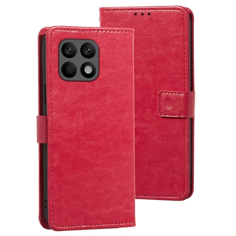 IDEWEI Para Xiaomi Poco F6 Pro 5G / Redmi K70 5G / K70 Pro 5G Capa de Telefone com Textura de Couro Louco de Cavalo - Rosa