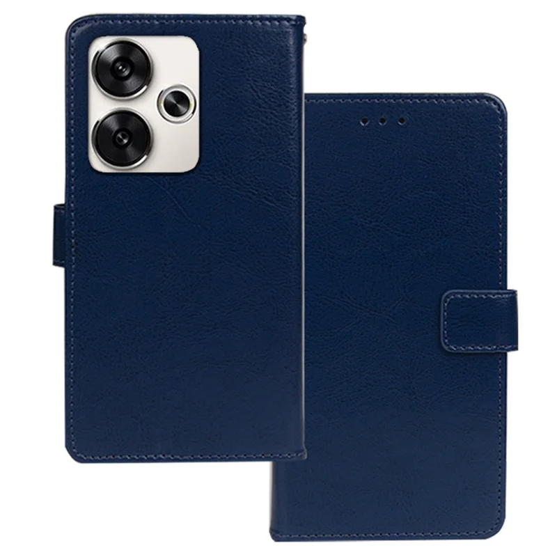 IDEWEI for Xiaomi Poco F6 5G / Redmi Turbo 3 5G Case Card Slots PU Leather Flip Stand Cover - Blue
