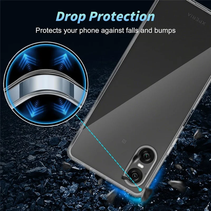For Sony Xperia 10 VI Case TPU Clear Phone Cover + 2PCS Tempered Glass Screen Film 2.5D Arc Edge