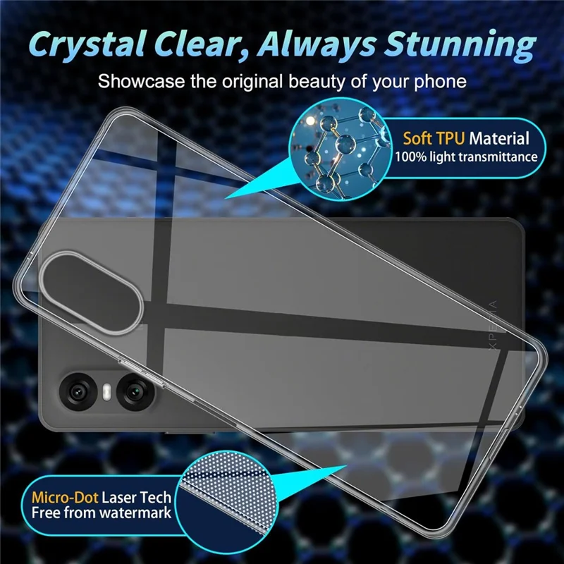 For Sony Xperia 10 VI Case TPU Clear Phone Cover + 2PCS Tempered Glass Screen Film 2.5D Arc Edge