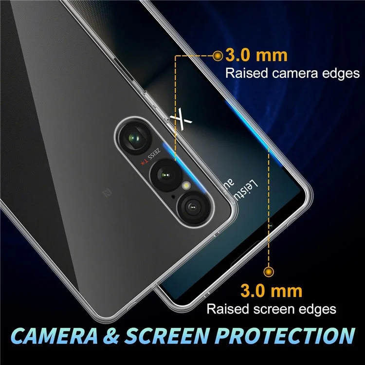 Für Sony Xperia 1 VI Hülle TPU Telefon-Schutzhülle mit 2 Stück Gehärtetem Glasfilm