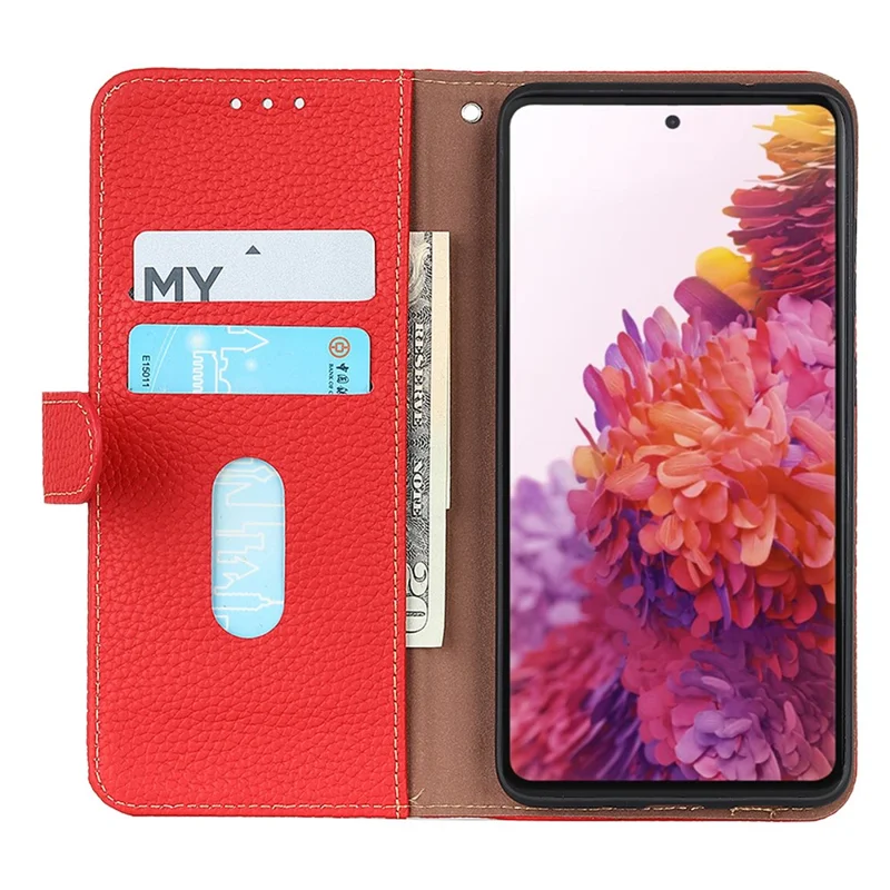 KHAZNEH Para Xiaomi Poco F6 Pro 5G / Redmi K70 5G / K70 Pro 5G Funda de Piel Genuina de Vaca - Rojo
