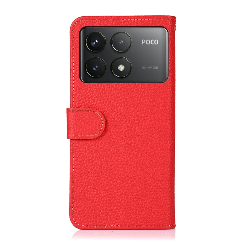 KHAZNEH Para Xiaomi Poco F6 Pro 5G / Redmi K70 5G / K70 Pro 5G Funda de Piel Genuina de Vaca - Rojo