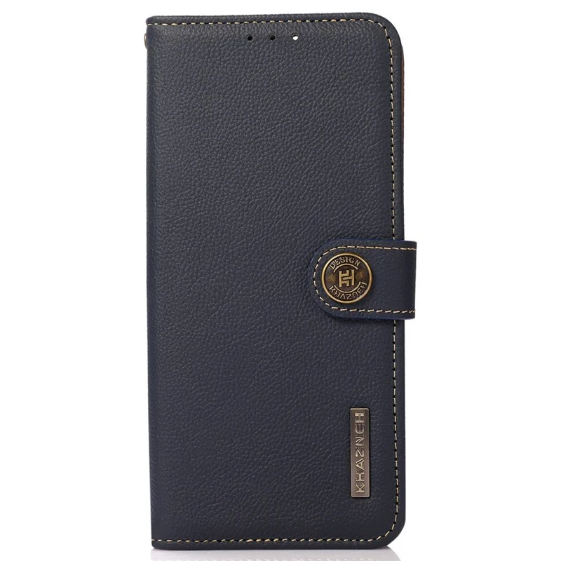 KHAZNEH für Xiaomi Poco F6 Pro 5G / Redmi K70 5G / K70 Pro 5G Hülle Echtes Rindsleder Brieftasche Cover - Blau