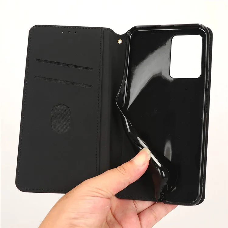 Para Cubot X50 Rhombus Padrão Impresso PU Sollio Folio Stand Recurso Caixa de Bolsa de Carteira de Absorção Magnética - Preto