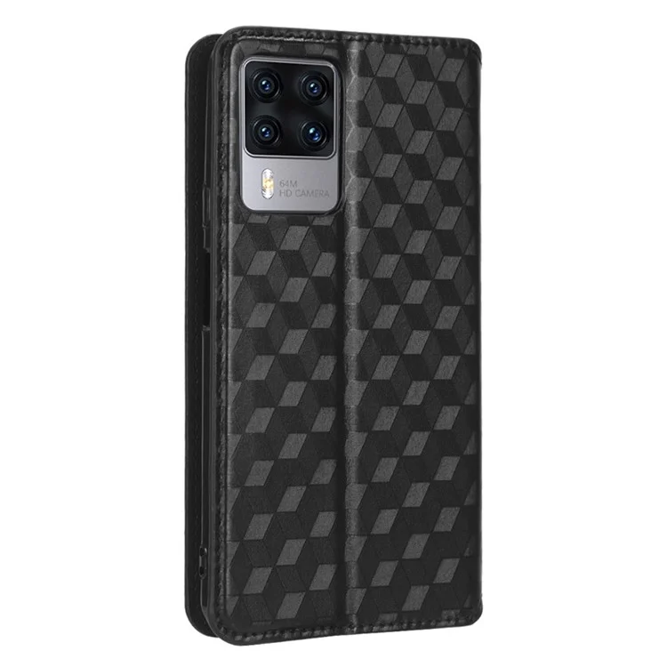 Para Cubot X50 Rhombus Padrão Impresso PU Sollio Folio Stand Recurso Caixa de Bolsa de Carteira de Absorção Magnética - Preto