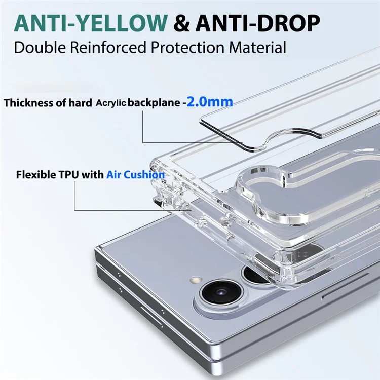 For Samsung Galaxy Z Fold6 5G Clear Case TPU+Acrylic Anti-Scratch Phone Cover