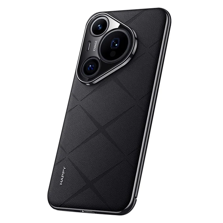 Для Huawei Pura 70 Pro / 70 Pro+ Чехол с поликарбонатной крышкой и искусственной кожей - Черный - Черный