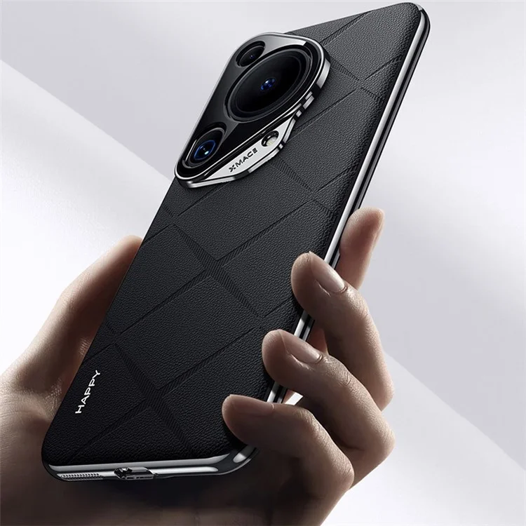 Pour Huawei Pura 70 Ultra Case PU Cuir + Couvercle de Téléphone Dur PC Anti-Empreintes Digitales - Noir
