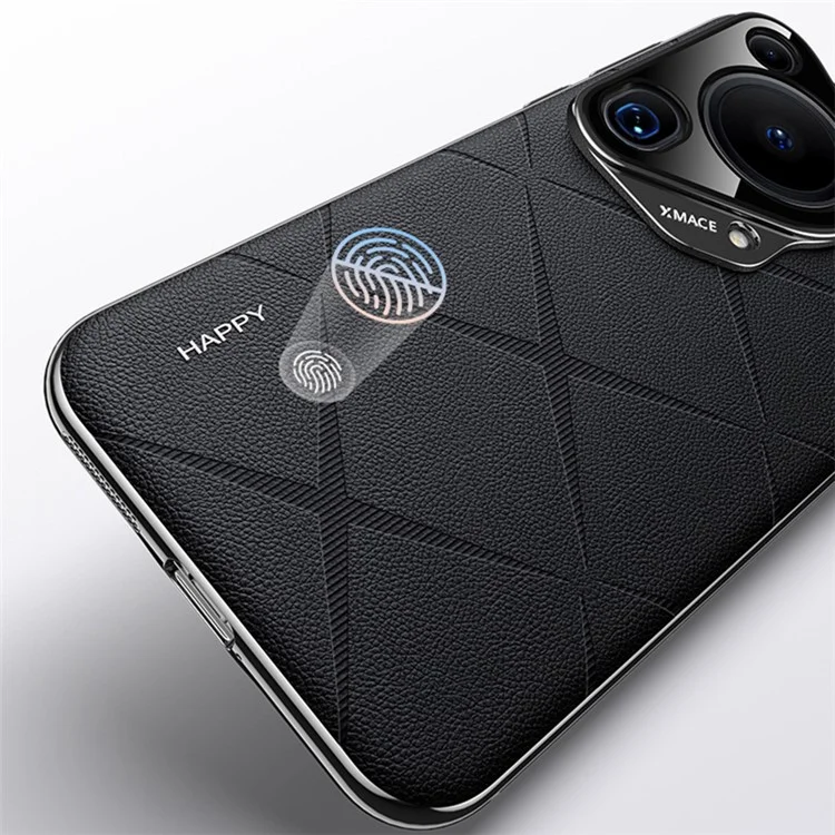 Pour Huawei Pura 70 Ultra Case PU Cuir + Couvercle de Téléphone Dur PC Anti-Empreintes Digitales - Noir