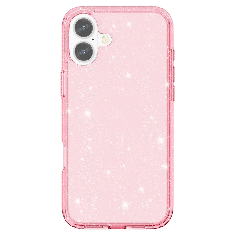 Чехол для iPhone 16 Plus с блестками в блестящем дизайне из поликарбоната и TPU - розовый