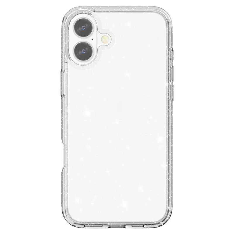 For iPhone 16 Plus Case Sparkly Glitter PC+TPU Phone Cover - White