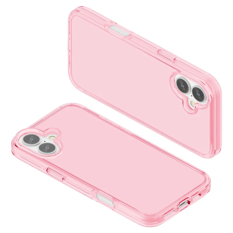 For iPhone 16 Case PC + TPU Anti-Scratch Clear Phone Cover - Transparent Pink