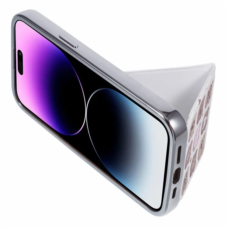 Für iPhone 15 Pro Case Cute Pattern Kickstand Leder+TPU Elektroplattierung Handyhülle - Graffiti Tiere