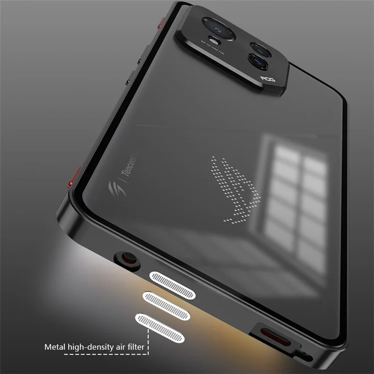 Pour Asus ROG Phone 8 5G / 8 Pro 5G Coque Snap Lock Cadre Métallique PC Dos Mat Housse de Téléphone - Noir