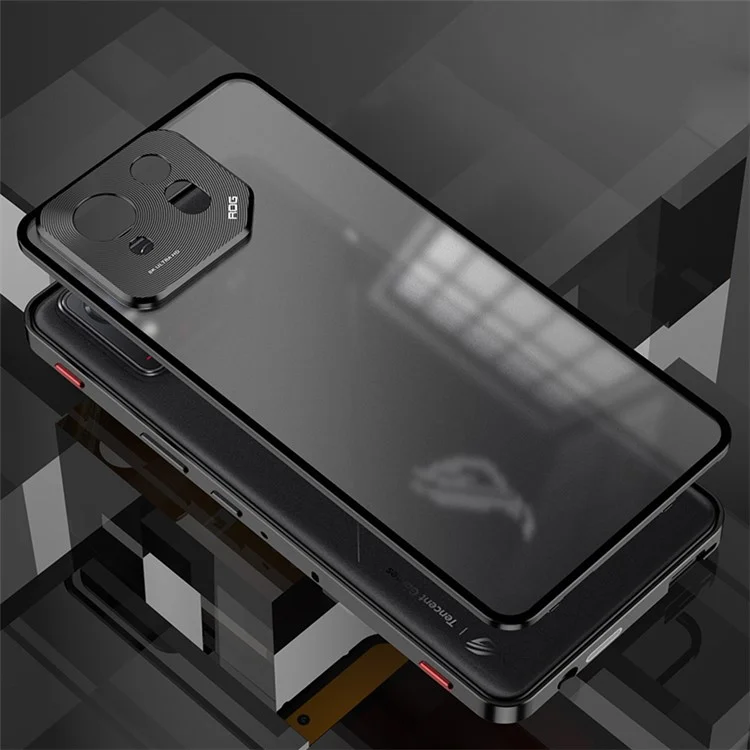 Pour Asus ROG Phone 8 5G / 8 Pro 5G Coque Snap Lock Cadre Métallique PC Dos Mat Housse de Téléphone - Noir