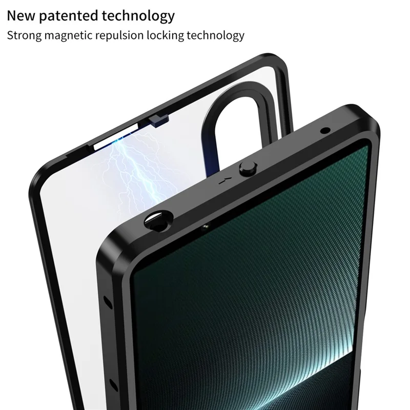 For Sony Xperia 1 V Matte Case Aluminium Alloy+PC Phone Cover with Pop-Up Snap Lock - Silver