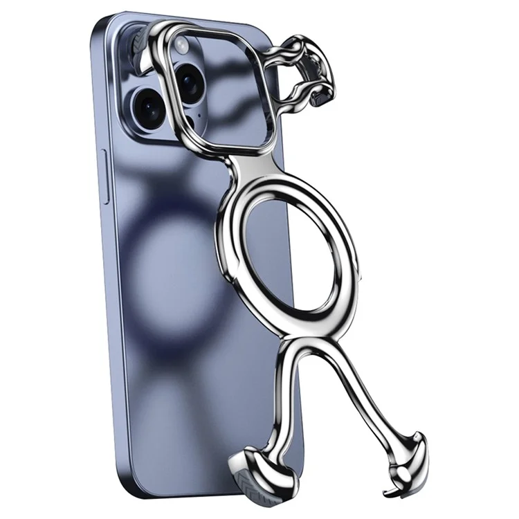 Per iPhone 15 Pro Max Custodia Paraurti Magnetica in PC Duro Dissipazione del Calore Vuoto Custodia per Telefono - Argento Brillante