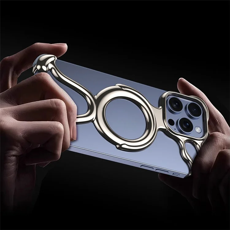 Per iPhone 15 Pro Max Custodia Paraurti Magnetica in PC Duro Dissipazione del Calore Vuoto Custodia per Telefono - Argento Brillante